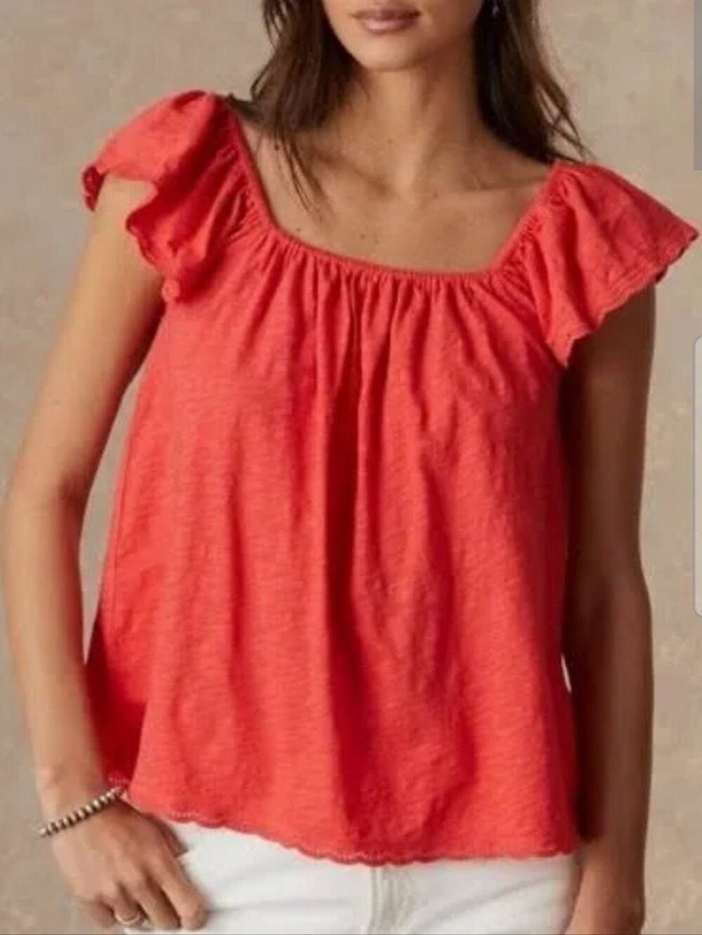 NWT Sundance dylan Coral Red Flutter Sleeve Kira Women’s Blouse XL Lipstick Red